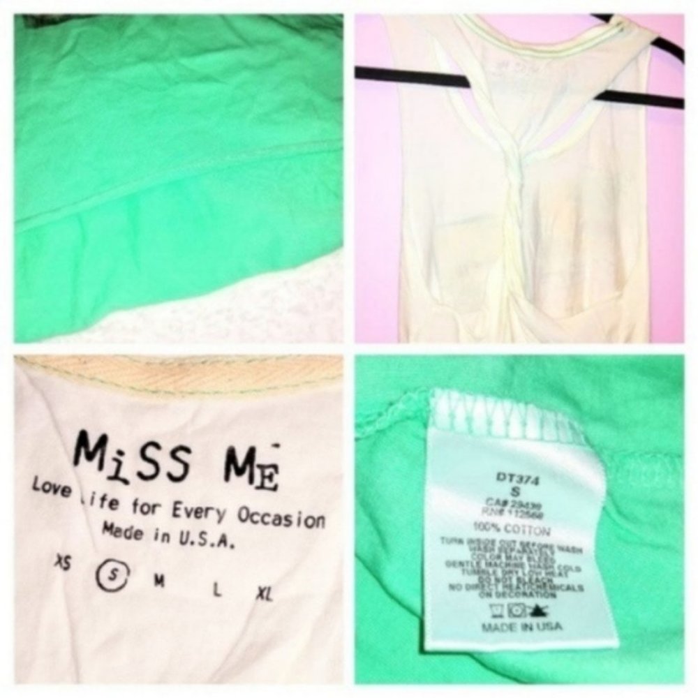 NWOT Miss Me Ombre Graphic Twisted Racerback Tank - Picture 6 of 8